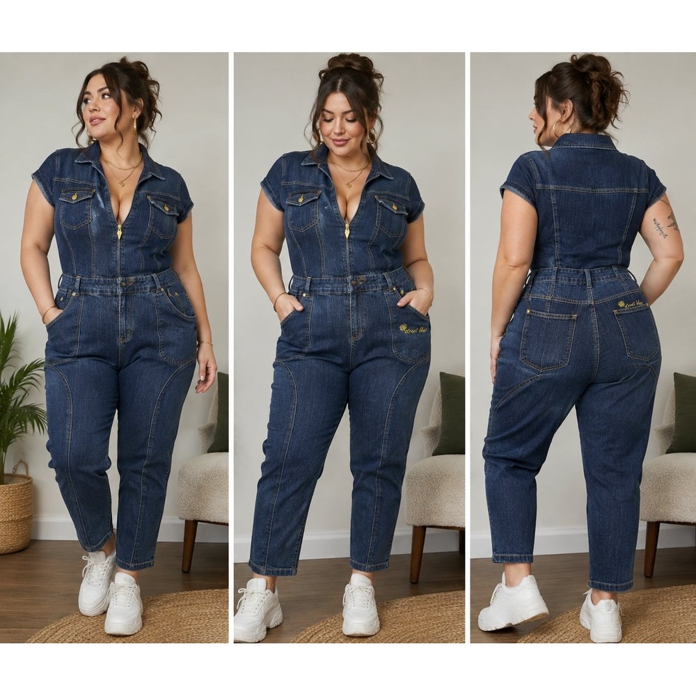 Vintage Size 22 Street Blues Vintage Y2K Short Sleeve Denim Jumpsuit J-Lo